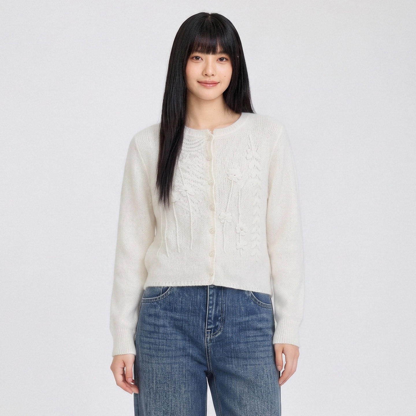 立体钩花刺绣针织衫毛衣女上衣