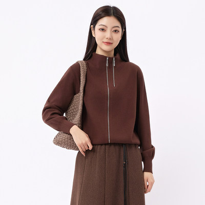 芭依璐2025秋冬新款时尚长袖毛衣舒适休闲百搭针织衫半高领开衫女