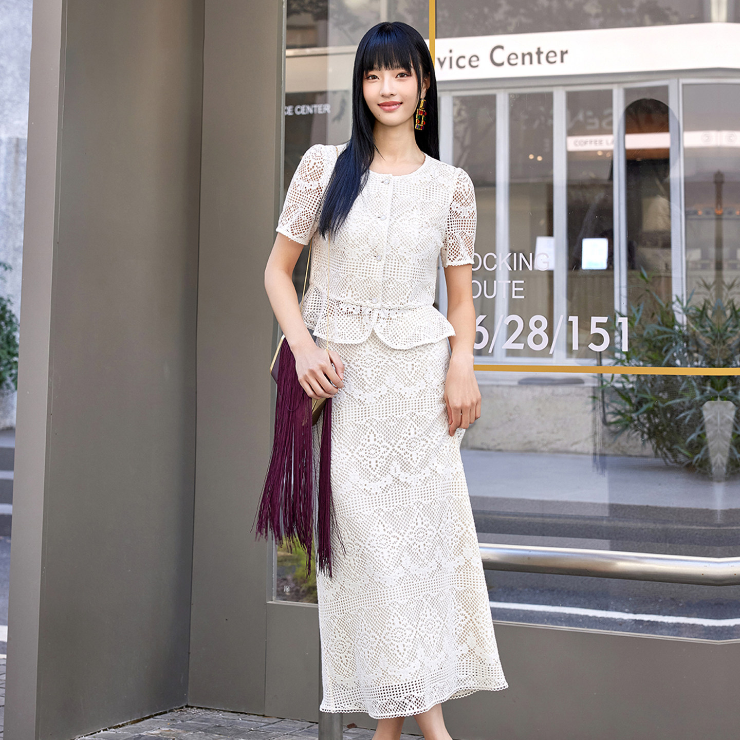 芭依璐2025夏季新款时尚套装女法式小香优雅镂空显瘦设计感两件套