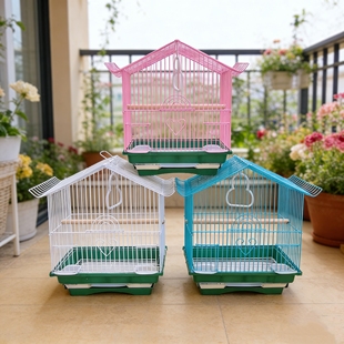 20套102鸟笼小号鸟笼鹦鹉笼造型笼观赏笼小型鸟笼尖顶房屋笼批发