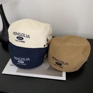 潮牌帽子男款日系反戴贝雷帽男士画家报童古着前进帽女秋冬显脸小