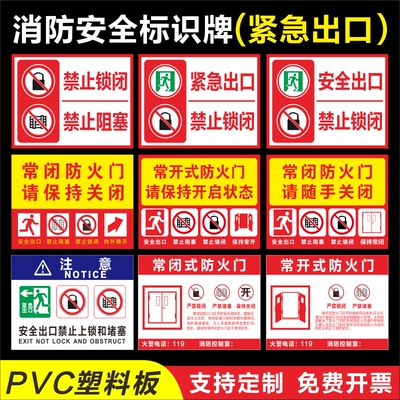 紧急出口禁止锁闭标识牌安