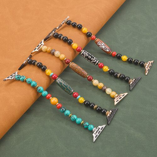 适用苹果手表带藏式天珠玛瑙佛珠