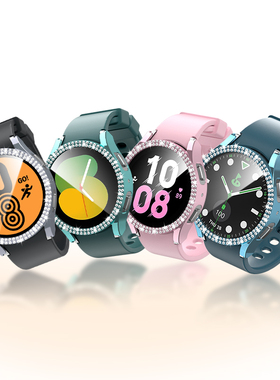 适用三星手表Galaxy watch6表壳PC电镀双排镶钻保护壳45代40/44mm