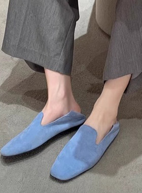 平底鞋斜方头单鞋复古奶奶鞋女