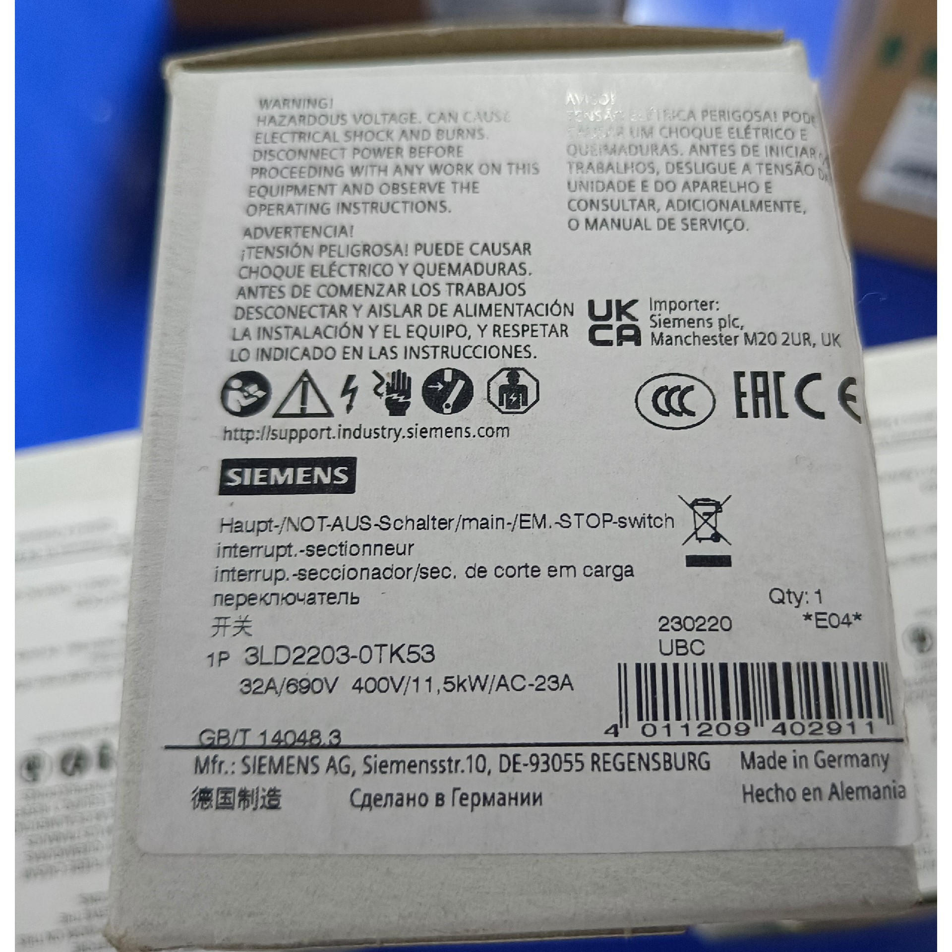 3LD2203-0TK53实物图现货全新原装正品低压产