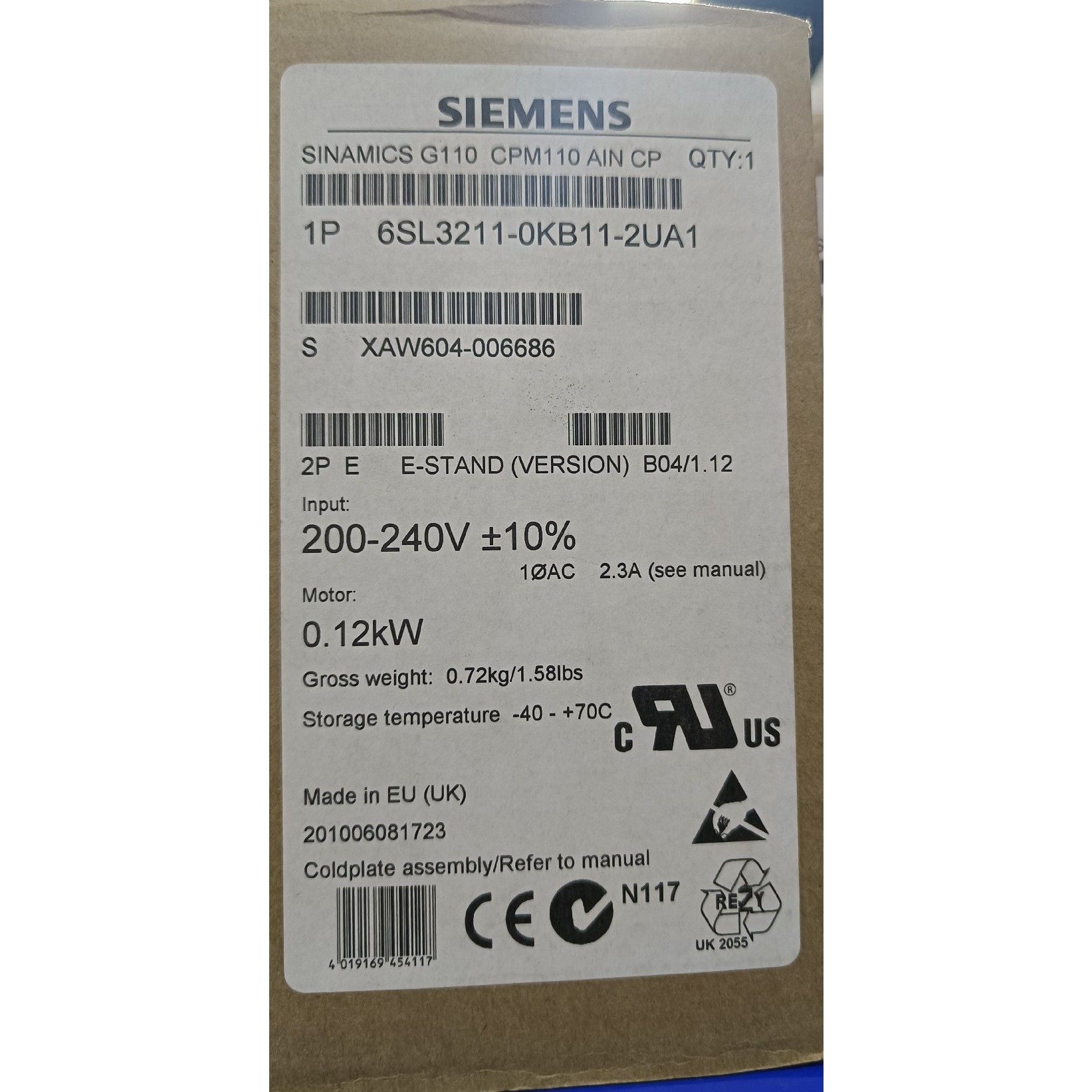 6SL3211-0KB11-2UA1 备件交流驱动全新