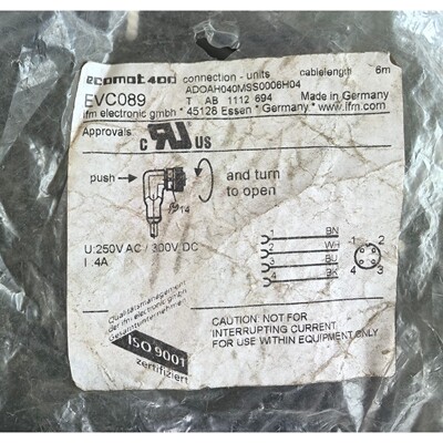 EVC089易福门ifm连接线4芯M12连接线6米,全新PU