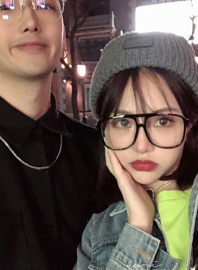 小红书网红同款黑色粗框眼镜框ins 素颜神器显脸小女超轻近视镜男