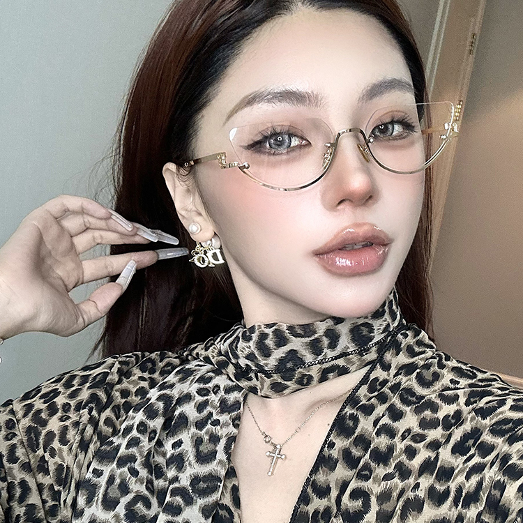 韩版金边下半框眼镜男女