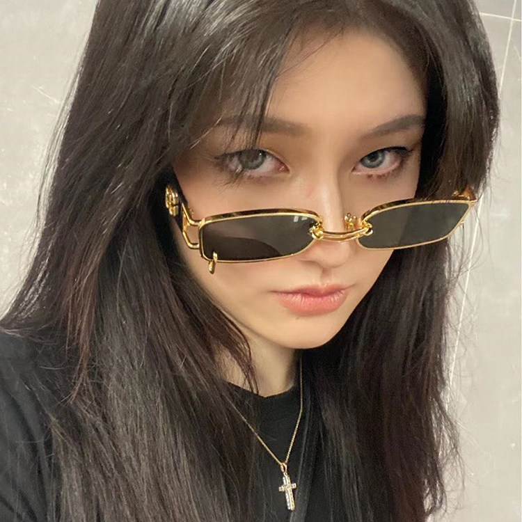 个性金属框太阳眼镜框欧美复古嘻哈gm网红方框墨镜女ins男潮蹦迪