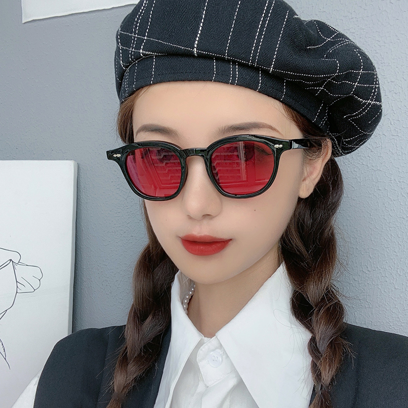 复古个性红色墨镜女潮街拍韩版