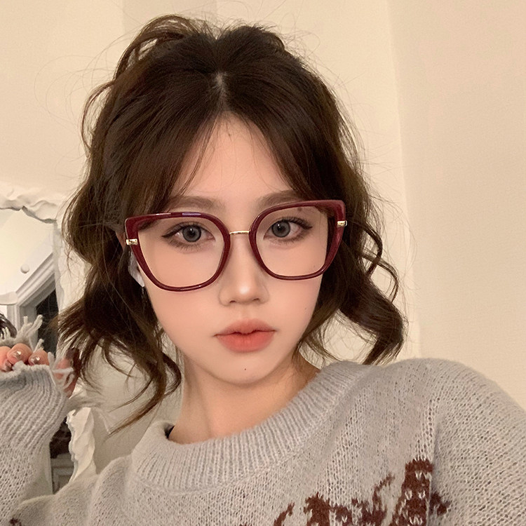 猫眼眼镜近视女大框素颜显