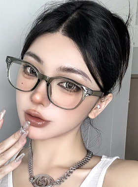 复古方框绿色眼镜近视女可配度数方圆脸防蓝光配镜素颜眼睛镜框女