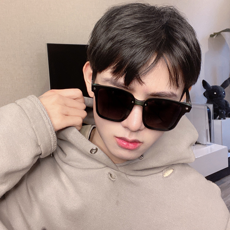 韩国百搭男士磨砂绿色偏光墨镜复古风潮男方形太阳镜男女同款眼镜