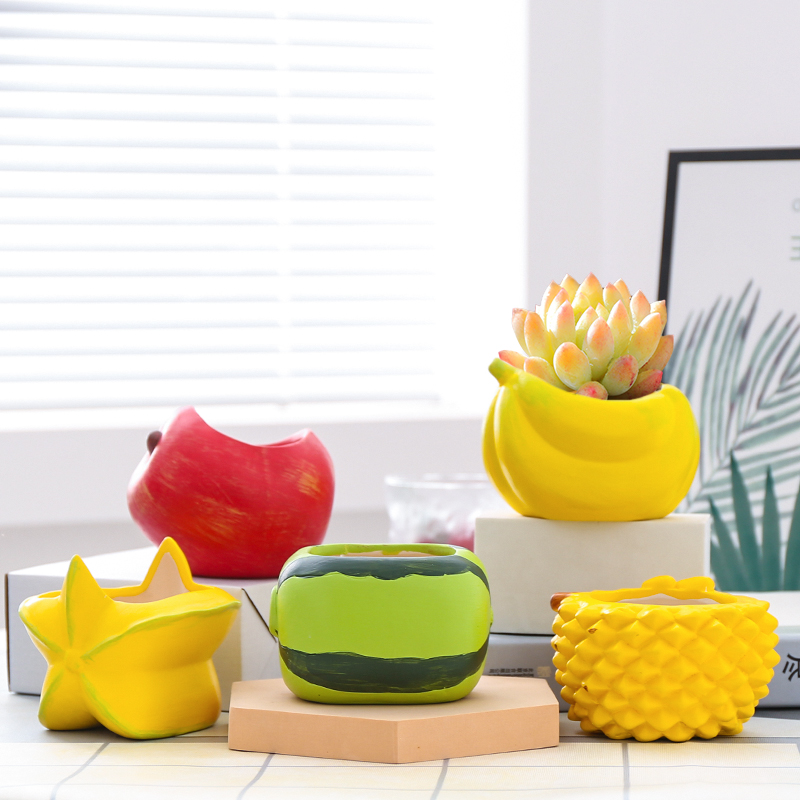 创意粗陶简约手绘多肉花盆陶瓷