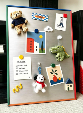 不锈钢磁吸板装饰画玄关照片墙