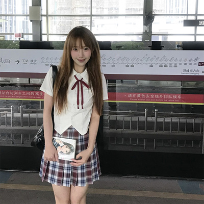 原创jk格裙39cm日系红色校供感