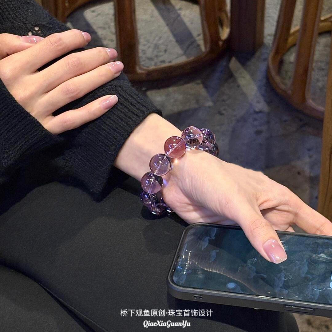 2025天然紫水晶手链乌拉圭高级真原石手串招财转运男女款九紫离火