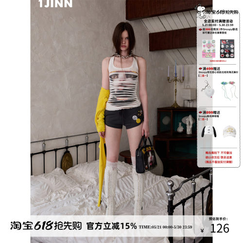 1JINNSTUDIO不规则破洞工字背心