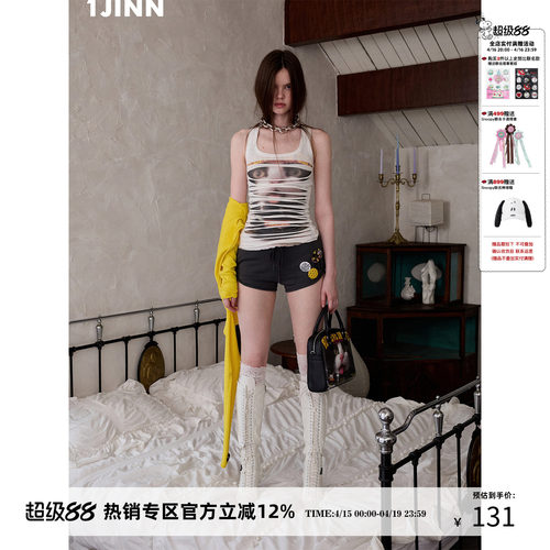 1JINNSTUDIO不规则破洞工字背心