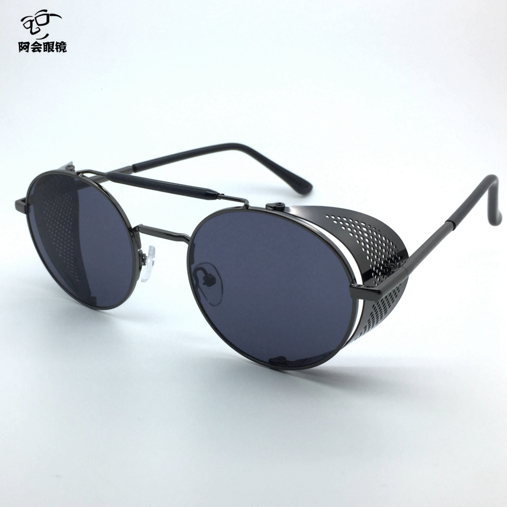 蒸汽朋克复古圆形墨镜