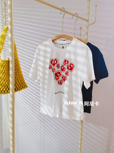 ANIKA阿尼卡儿童上衣 夏款男女童中大童卡通印花短袖T恤