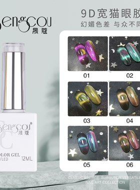 美甲小套系9D宽猫眼胶色6色套装甲油胶nail gel polish一套