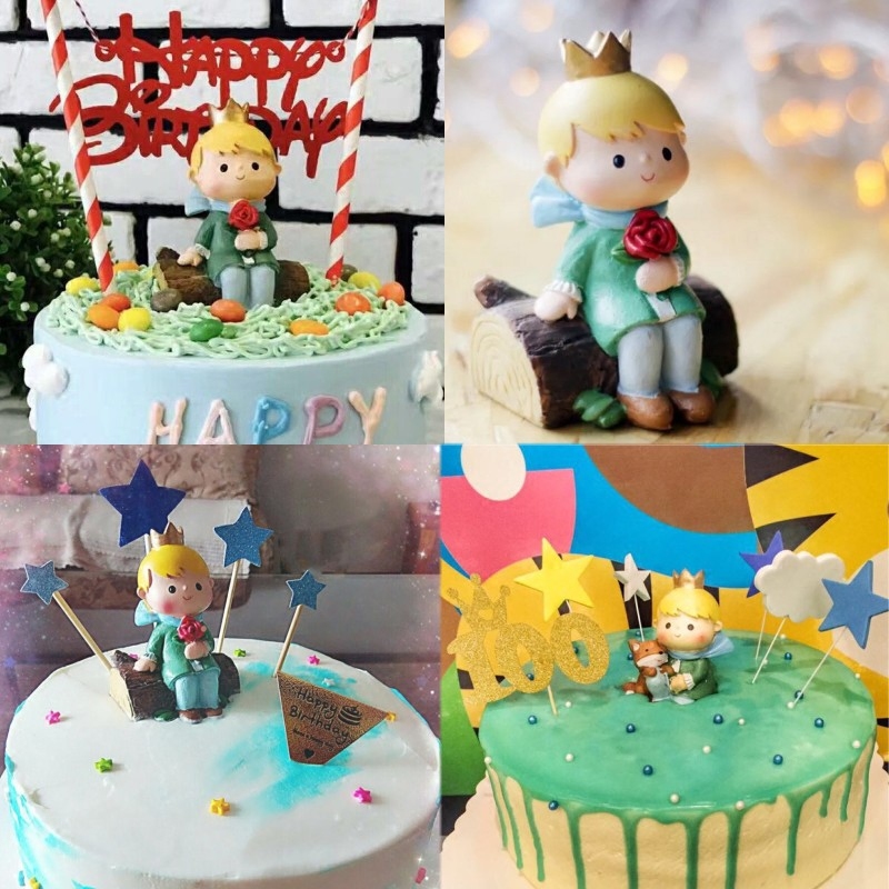 小王子情景蛋糕摆件蛋糕创意微景摆件翻糖生日蛋糕场景装扮公仔