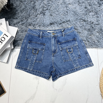 复古工装立体口袋牛仔短裤热裤夏