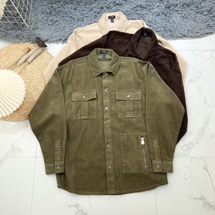 上身巨帅！日系灯芯绒夹克女多口袋上衣宽松休闲复古工装外套冬