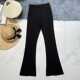弹力高腰显瘦 女夏季 柔软垂感飘逸黑色开衩喇叭裤 新款 太舒服了