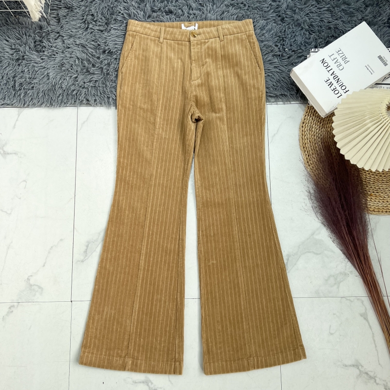 美式复古粗绒灯芯绒微喇叭裤 高腰显瘦舒适百搭简约休闲裤