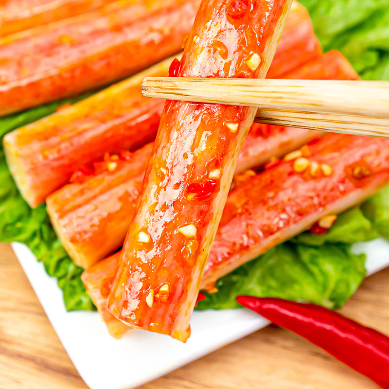 美味强蟹棒蟹柳棒手撕蟹柳即食手撕蟹肉棒蟹味棒海鲜麻辣小吃零食