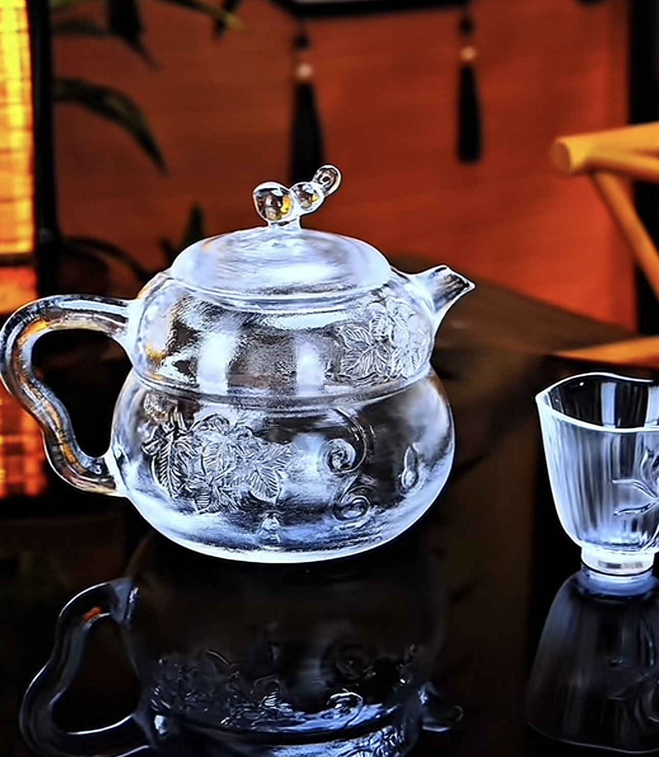 东海原矿水晶葫芦茶壶纯手工雕刻茶具泡茶壶茶具茶壶茶具茶