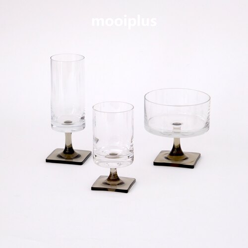 德国/中古｜Rosenthal Berlin 烟灰色 方形底座  水晶 酒杯