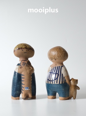 瑞典/中古｜Gustavsberg Lisa Larson 抱猫 男孩 玩偶 / mooiplus