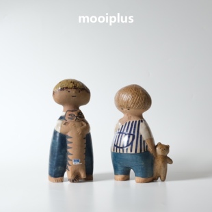 Larson Lisa 中古｜Gustavsberg mooiplus 男孩 玩偶 抱猫 瑞典