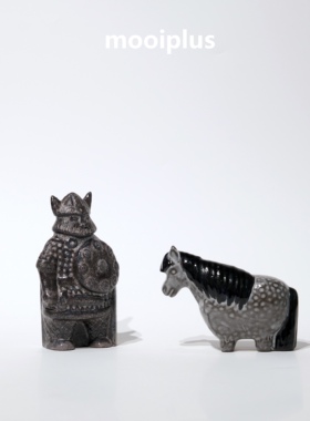 瑞典/中古｜Uppsala Ekeby陶瓷胖胖的小马 维京人摆件 / mooiplus