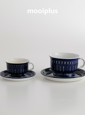 芬兰/中古｜ Arabia Valencia 手绘钴蓝色咖啡杯茶杯 / mooiplus
