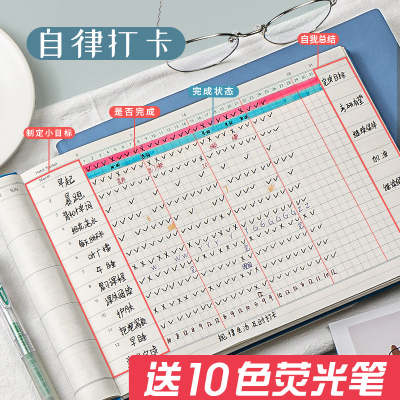 任务清单月周每日小学生日程思维导图本子表2021年日历学习考研笔记本