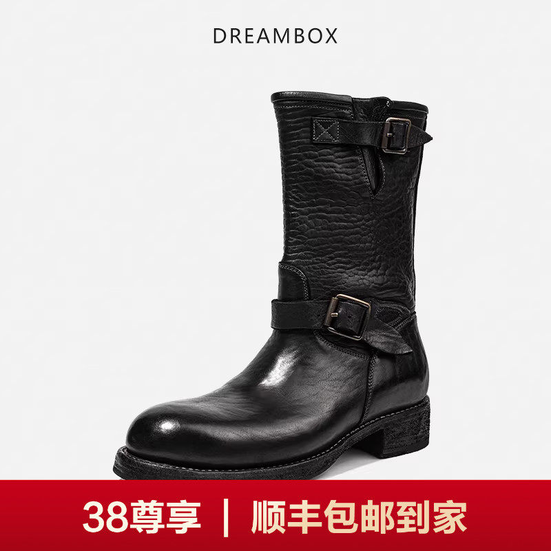 DREAMBOX钧博皮靴vibram高筒男靴马皮固特异工装靴美式工程师靴潮