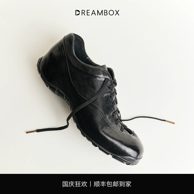钧博马皮厚底增高老爹鞋