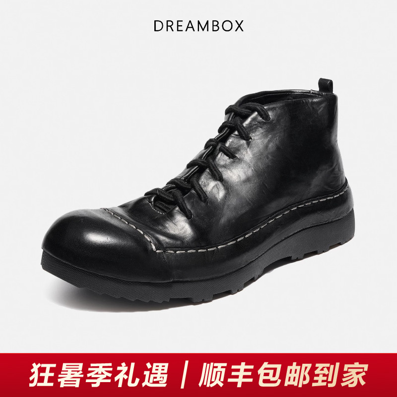 钧博秋冬新款马皮高帮包头男鞋