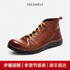 dreambox钧博水洗马皮纯手工高帮男鞋英伦复古百搭马丁靴秋冬短靴