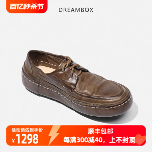 潮 dreambox钧博vibram马皮高档轻奢休闲皮鞋 男轻便透气商务帆船鞋