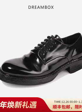 dreambox钧博vibram高端马臀皮休闲皮鞋手工固特异皮底男士德比鞋