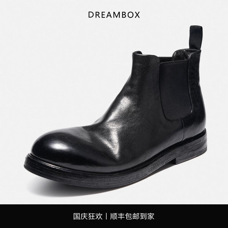 DREAMBOX钧博vibram马皮复古英伦男靴秋冬新款纯手工皮底切尔西靴