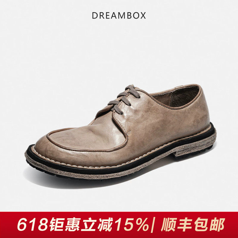 DREAMBOX钧博vibram水洗马皮透气轻便男女款鞋子手工英伦休闲皮鞋