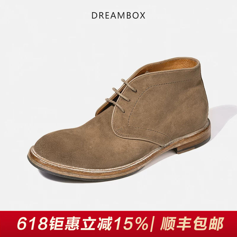 DREAMBOX钧博中帮马丁靴2025秋冬新款反绒皮男靴英伦复古男士靴子
